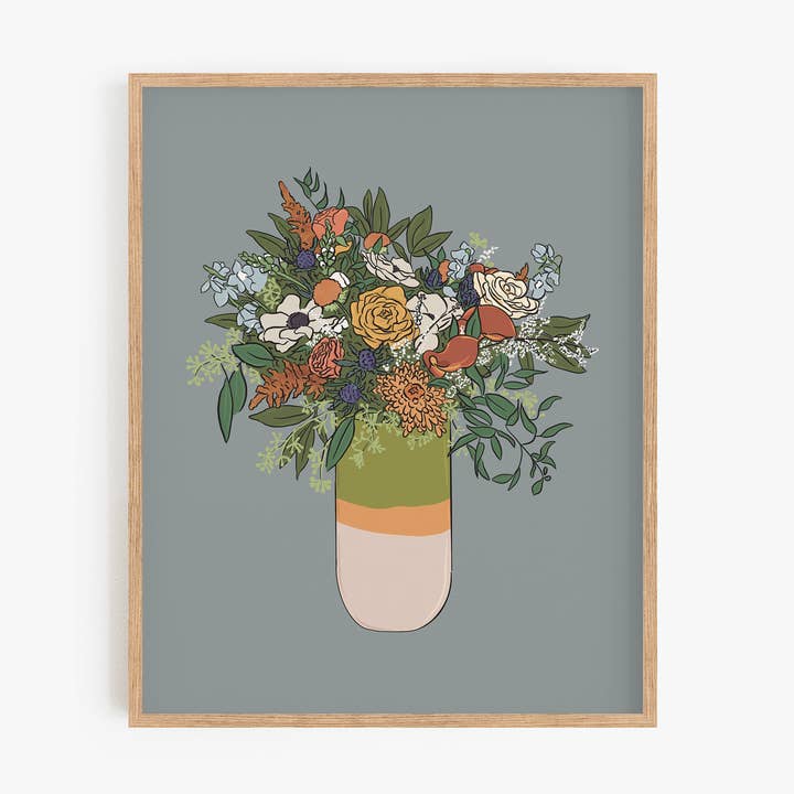 Flower Bouquet - Miss You Art Print for wholesale by Bean Horse Car Designs