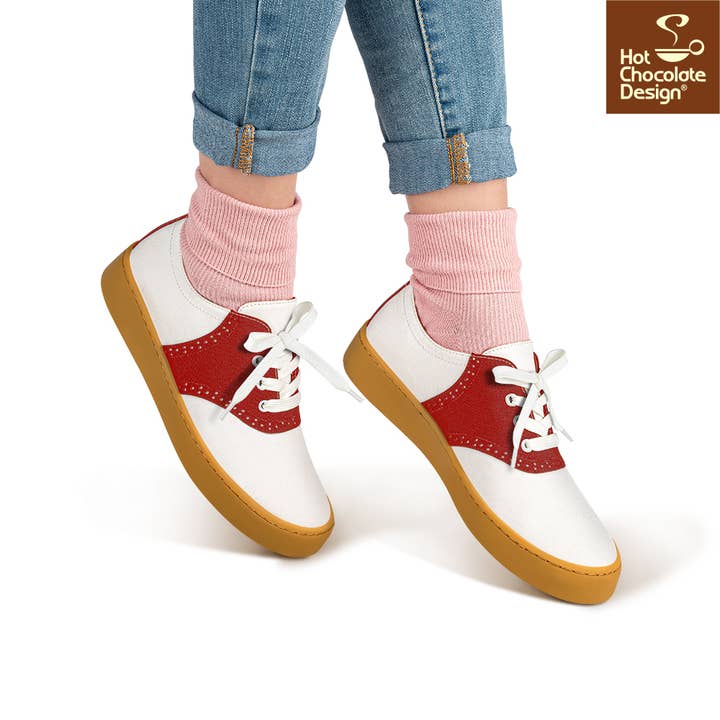 Popping Candy - Wholesale Lifestyle trainers – Women′s - Hot Chocolate Design - Saddle Sneakers Red3