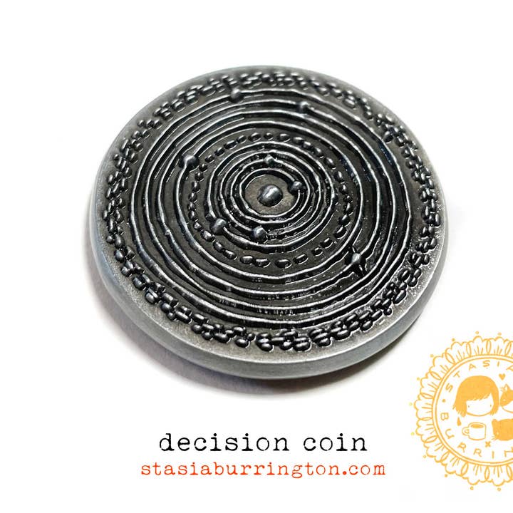 Stasia Burrington Illustration - Wholesale Keepsake Coin/Token - Coin - Moth - Solar System - decision making talisman8
