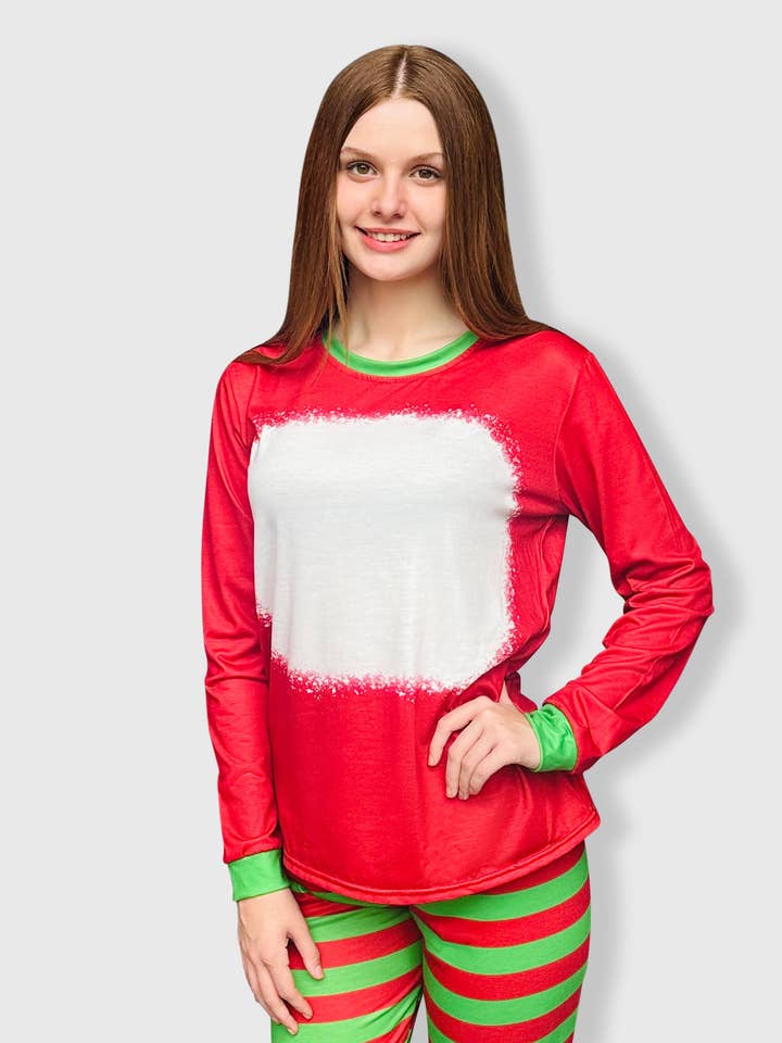ILTEX Apparel - Wholesale Sleepwear Set - Women's - Christmas FAUX Bleached Red Green Family Pajama Set (Kids & Adult)