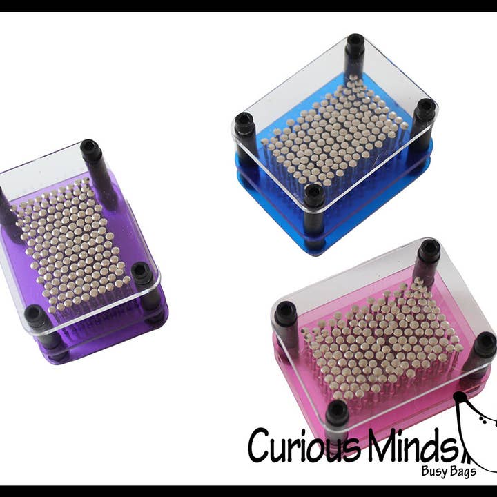 Curious Minds Toys - Wholesale Fidget Toy - Kids - 1 Tiny Metal Rectangle Shape Pin Art Classic Fun Toy - 3D C