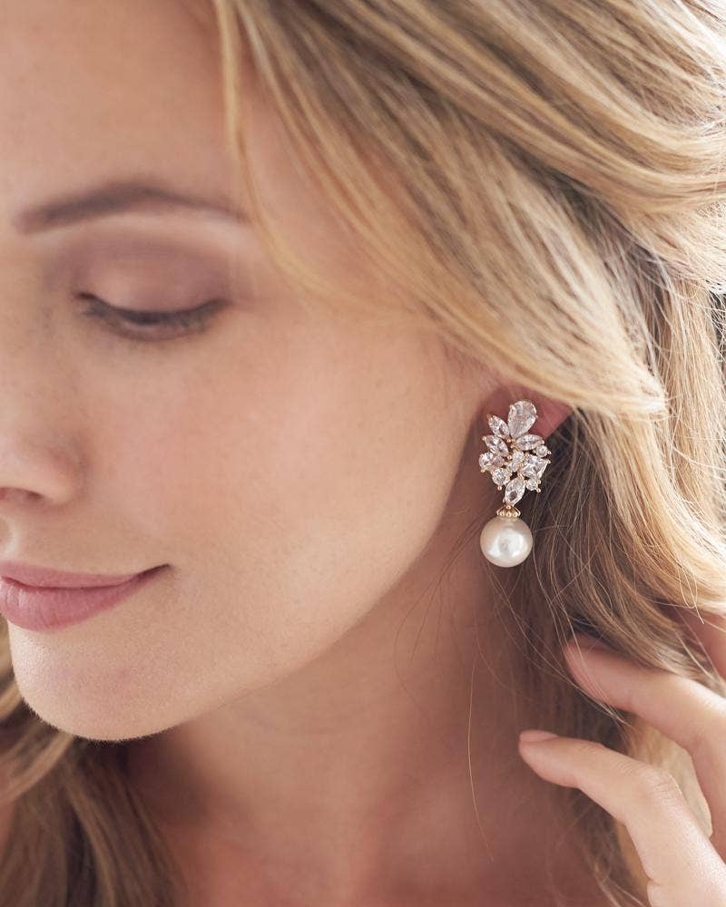 Dareth Colburn Designs – wholesale Dangle earrings – Serenity Pearl & CZ Earrings1