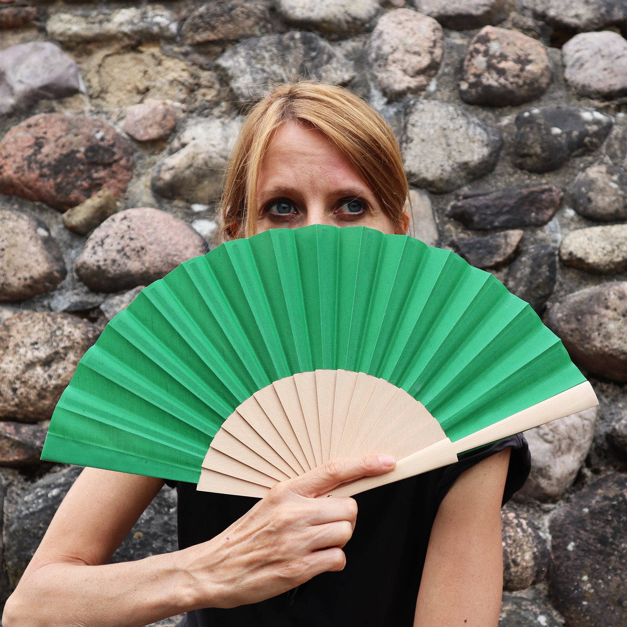 Tribal Trade GmbH - Wholesale Handheld Folding Fan - Wedel fans foldable fans hand fans green5