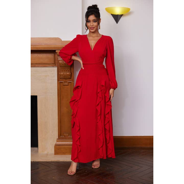 Abito lungo a tinta unita per la vendita all'ingrosso da parte di Chicways