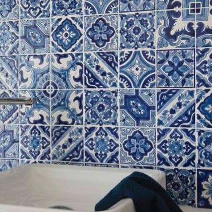 Dyari - Wholesale Wall Tile - BLUE 8 | Decorative Handpainted Ceramic Tile 4"x4"(10x10cm)2