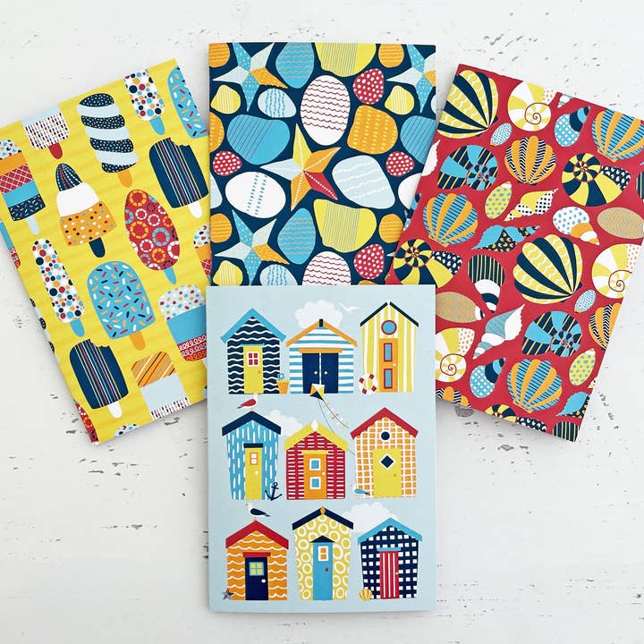 Beach note cards - set of 4 boxed A6 cards for wholesale by The Leaf Press
