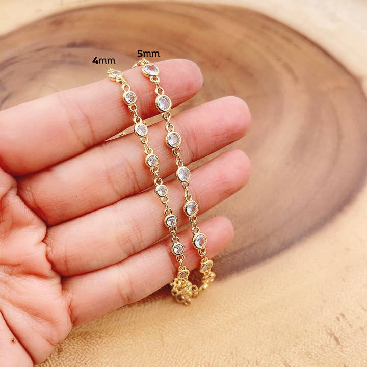 Beads Creation - Vente Collier maille et chaîne - Collier Chaîne & Maillons Pavé Micro Diamant Or CZ1