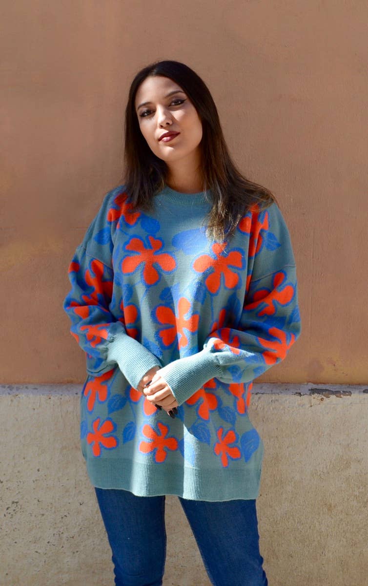 Flipa Barcelona - Wholesale Tunic Sweater - Women's - Flores naranjas4