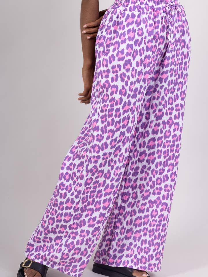 Mimi & Gogo – wholesale Pants – Women's – Leopard Cotton Gauze Pants @96697_PaLeoGaze8