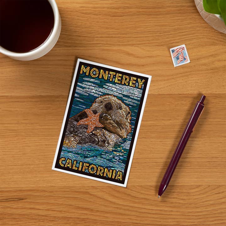 Lantern Press - Vendita all'ingrosso Cartoline - CARTOLINE PREMIUM Monterey, California, Sea Otter, Mosaic1
