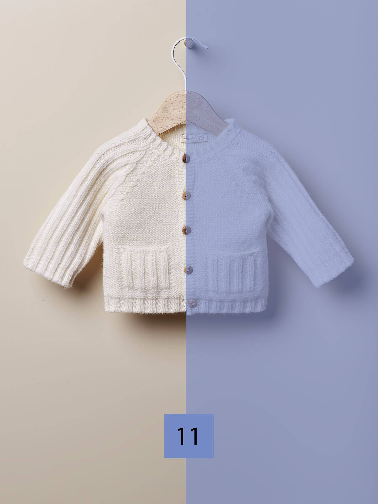 Wedoble: sustainable children's fashion - Wholesale Jacket - Baby - Cardigan with pockets knitted in wool | LOVE IN WINTER DAYS1