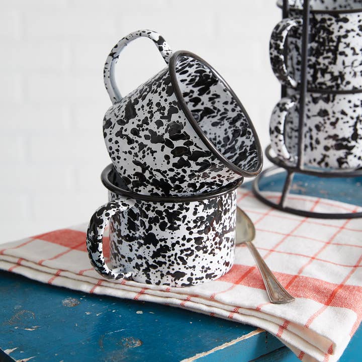 CTW Home Collection - Wholesale Coffee Mug - Mug Tower with Four Splattered Enamel Mugs