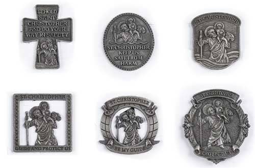 Roman - Wholesale Keepsake Coin/Token - St Christopher Visor Clip Carded; 6 Assorted 36-pc w/Display