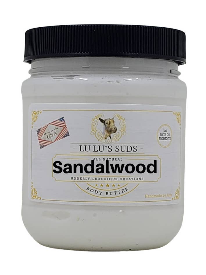 Beurre corporel de karité et noix de coco au bois de santal 8 oz. pour la vente par Lu Lu's Suds