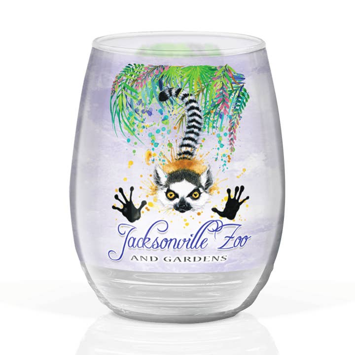 Copo de vinho de 17 onças de vidro fosco personalizável: WC Lemur w Palm por atacado de Matrix