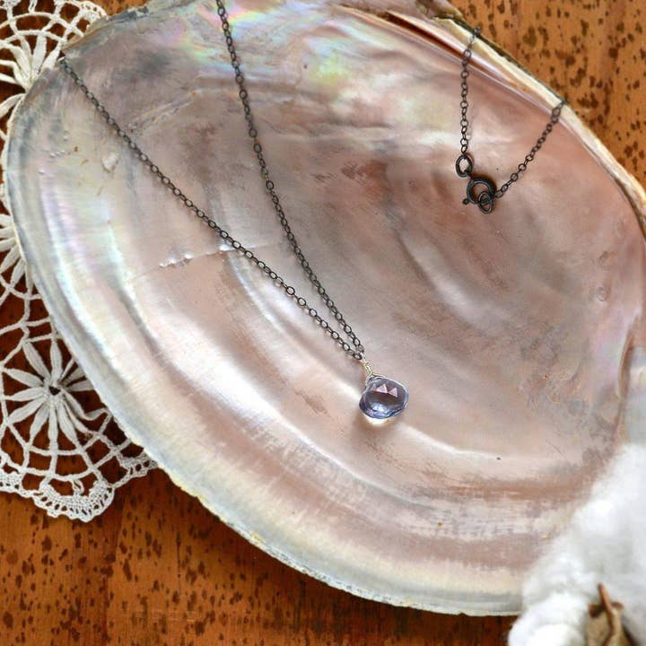Foamy Wader - Wholesale Pendant/Charm Necklace - Azure Necklace - blue mystic quartz gemstone solitaire necklace