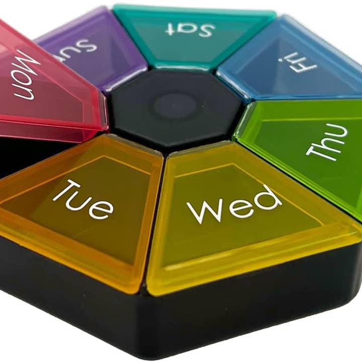 Ezy Dose® Weekly 7-Sided Pill Planner, Rainbow for wholesale by Apothecary Products LLC