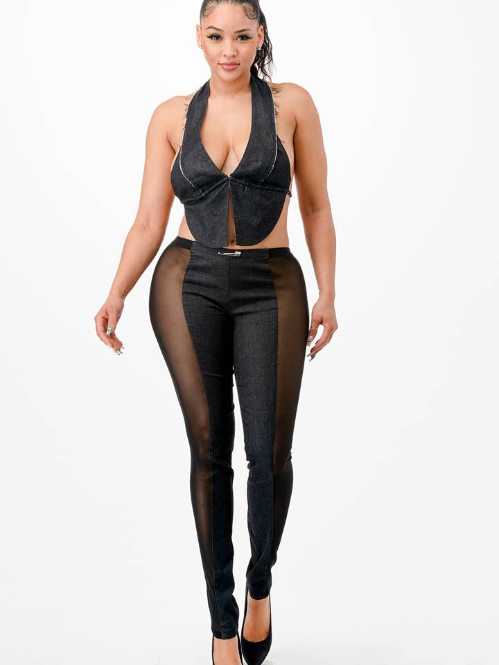 TWO PIECE DENIM SET-PT19440 for wholesale by CHERIE