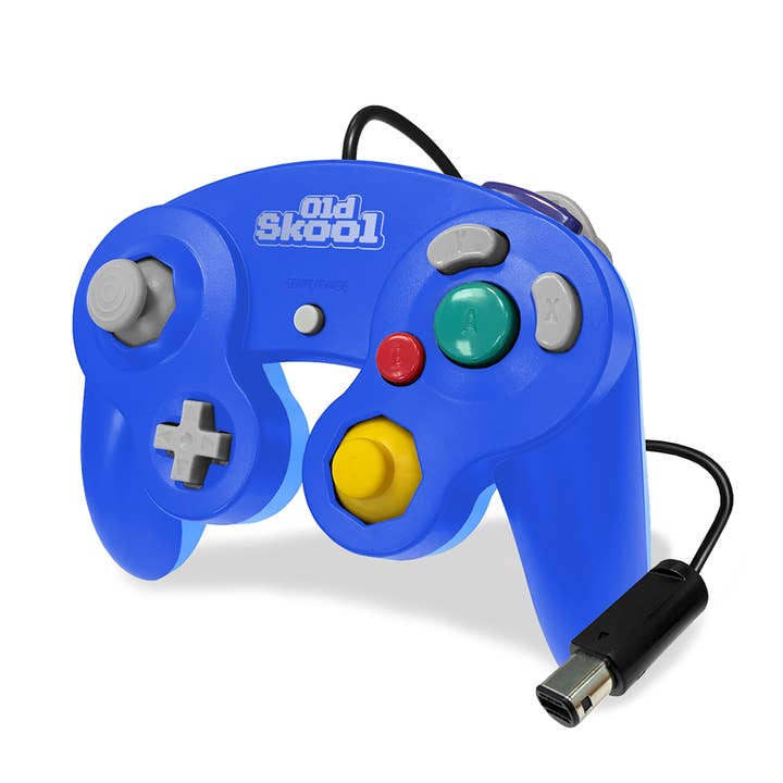 Azul Control alámbrico azul para Wii/GameCube Old Skool de venta al por mayor en Faire2