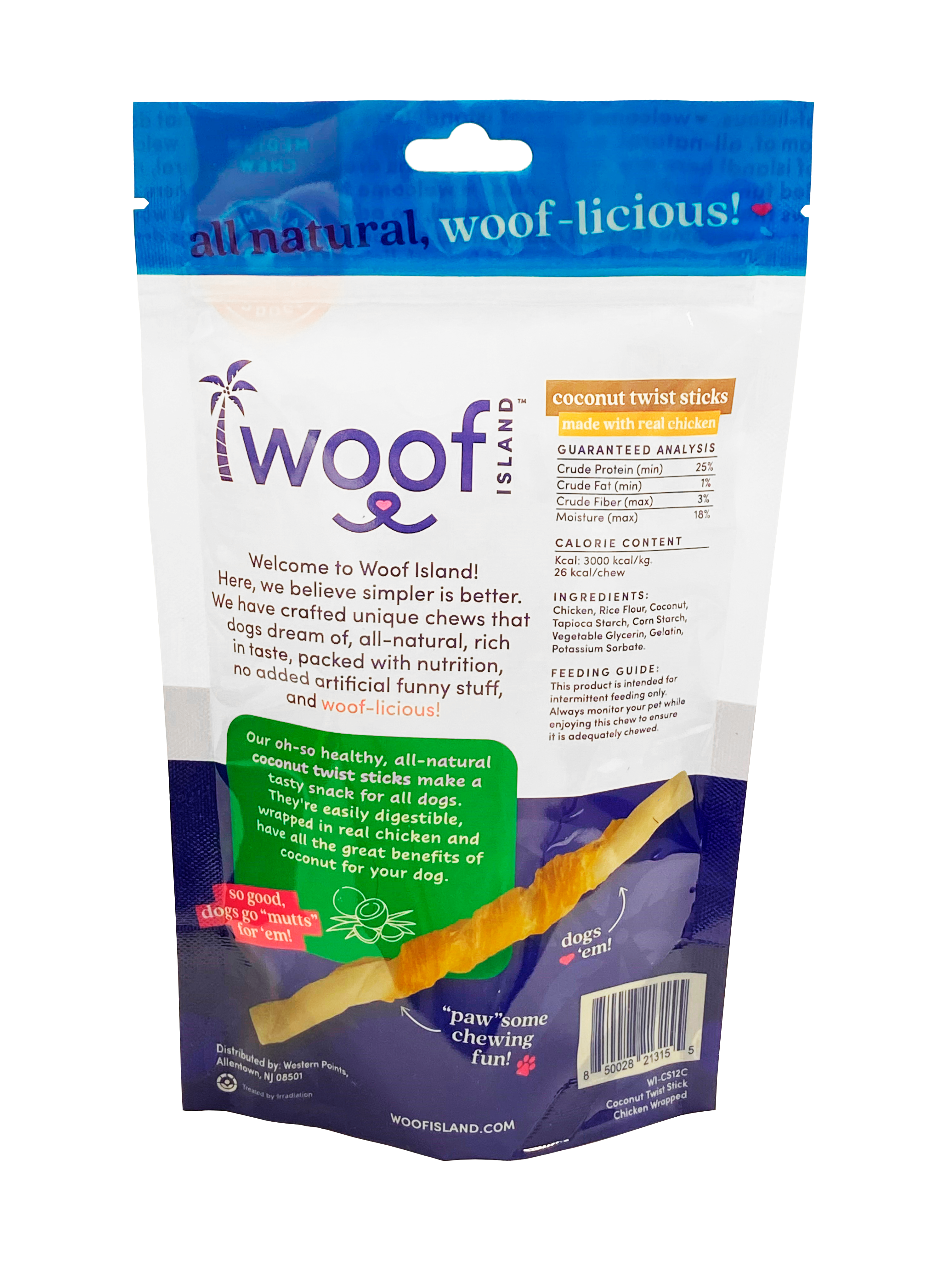 Woof Island - Wholesale Pet Treats - Dog - Coconut Dog Twist Treats (With Chicken) 12 Count2