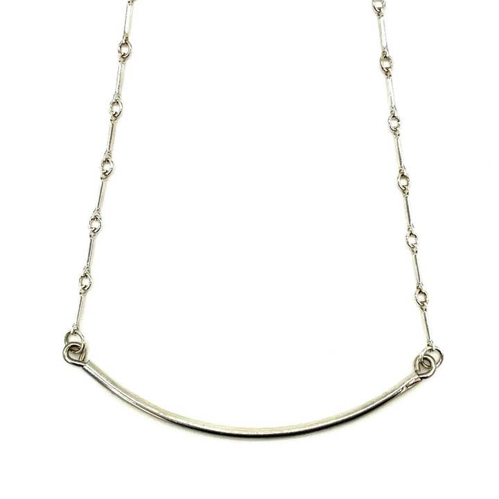 Halsketting met boogvormige buis — sterling zilver — lange staafketting van 18 inch lang voor wholesale door The Pink Locket