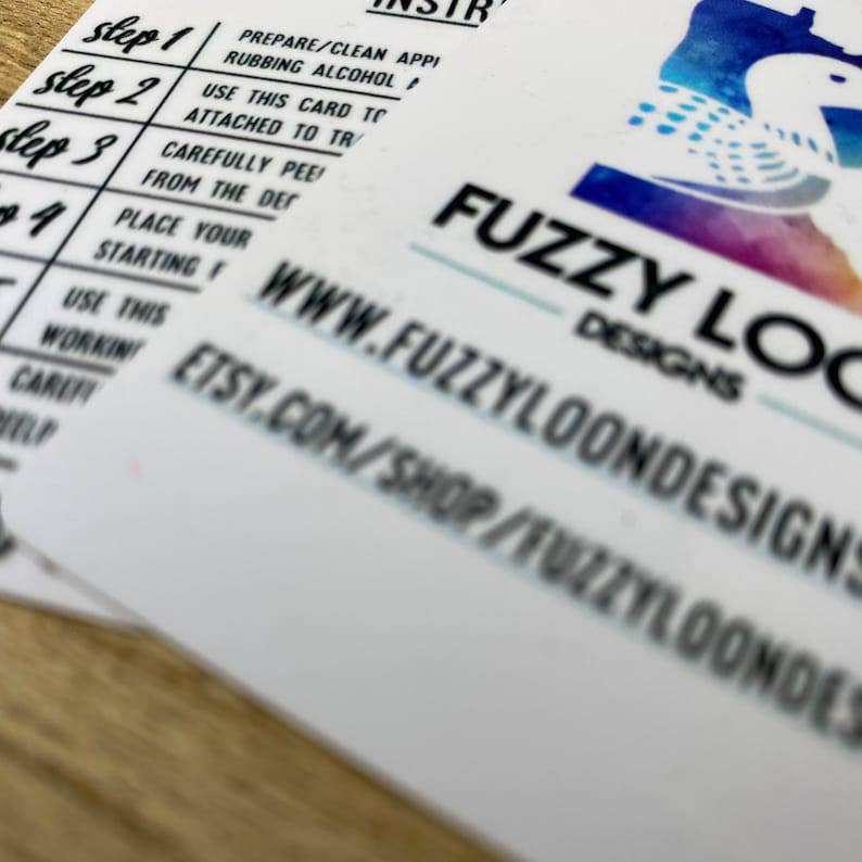 Fuzzy Loon Designs - Wholesale Decal - Party Decorations - Decal Application Cards3