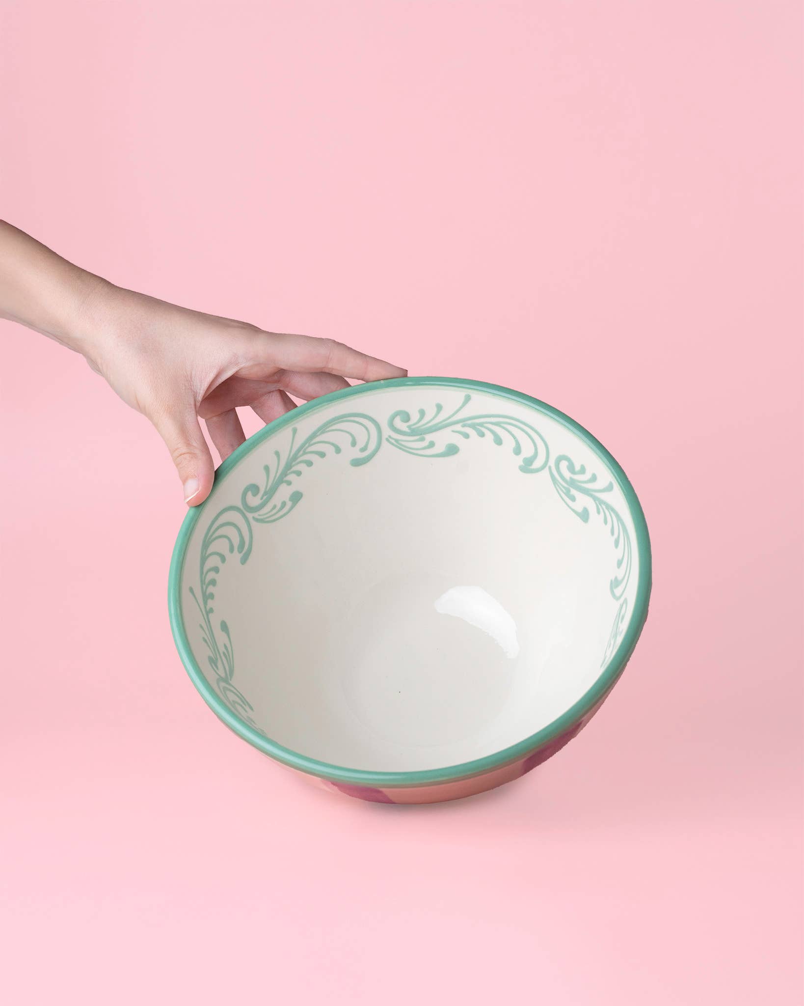 Alfar Tierra Cocida - Venta al por mayor Bol de mesa - Artisanal Ceramic Serving Bowl 1.5L Green & Violet ESMERALDA5