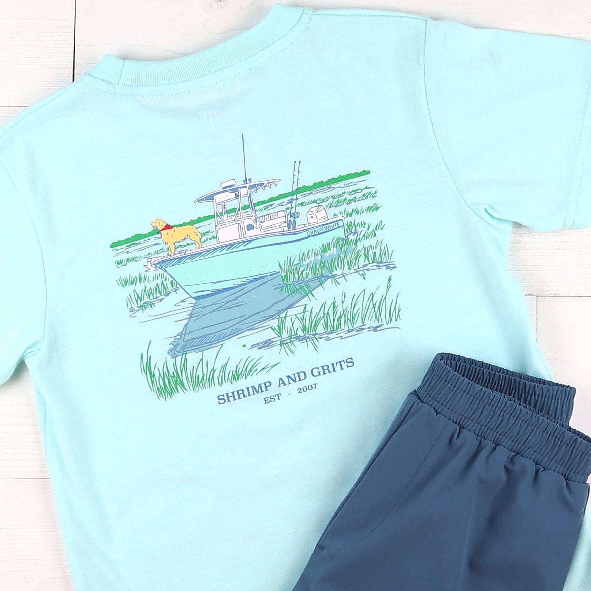 Shrimp and Grits Kids - Wholesale Screen Printed T-Shirt - Kids - Creek Cruiser Graphic Tee2