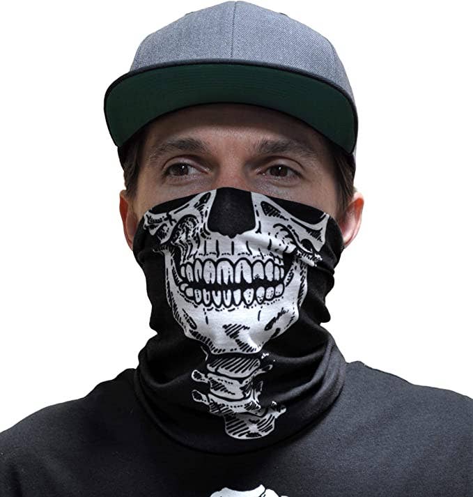 SugarQuoteMeNot LLC – wholesale T-shirts med screentryck – Herr – Glow Skelett T-shirt med matchande halsduk/ansiktsmask (2 stilar)6