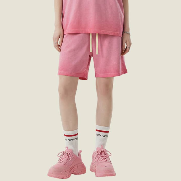 Unisex 320G-bomullsshorts – tvättad ombré, dragsko, 5 tum för wholesale av Sodalemon