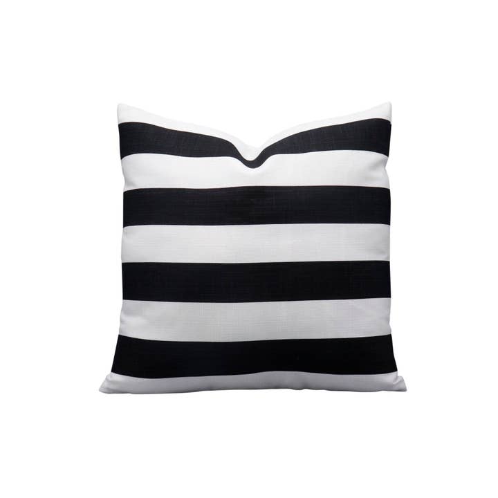 handmade artisan Black & White linen pillow 16 x 16” inches for wholesale by Magic Hill - Mercantile