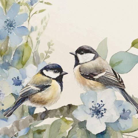 Chickadees Flower Square House Coaster - Bulk for wholesale by Gift & Garden by Carson