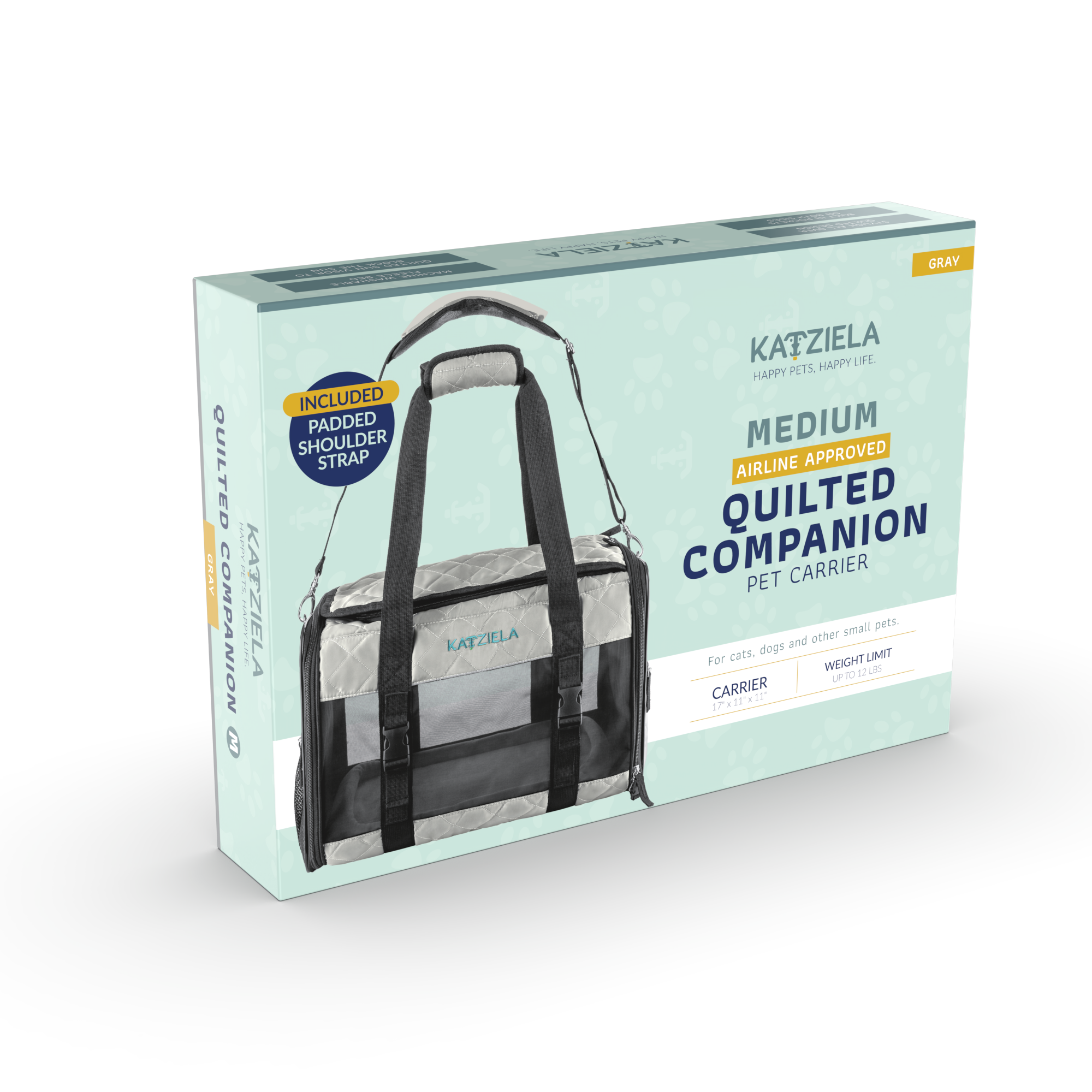 Katziela - Wholesale Pet Carrier - Cat/Dog - Airline Approved Quilited Companion Cat & Dog Carrier Gray9
