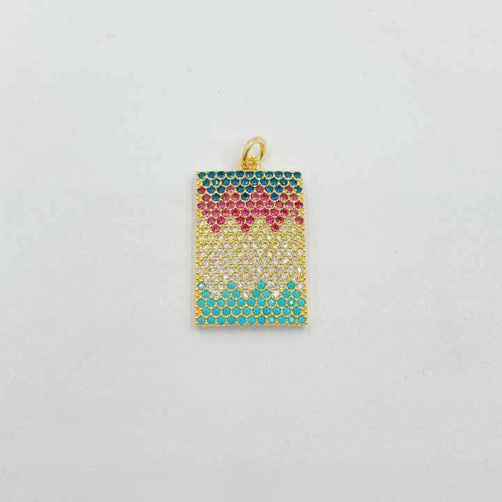 Beads Creation - Wholesale Individual charm/pendant - Abstract Color Waves Rhinestone Square Pendant Charm