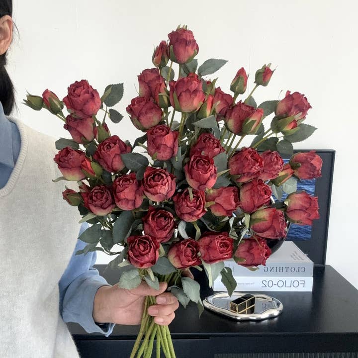 ACCITY - Wholesale Artificial Flowers - Burnt Edge Lola Rose Artificial Flower Prop_CWMM65692