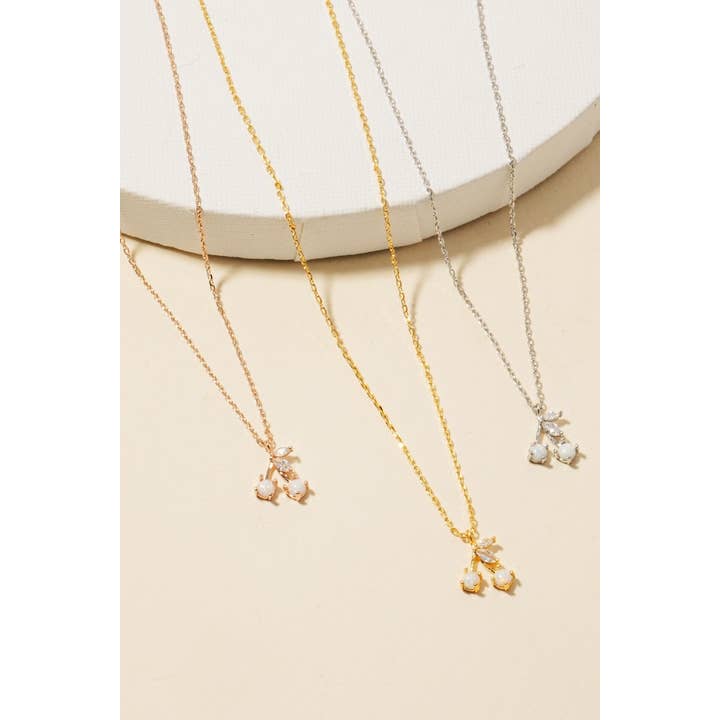 Fame Accessories - Wholesale Halskettinghanger - Halsketting met hanger in goud gedompelde opaal en Cz Cherry