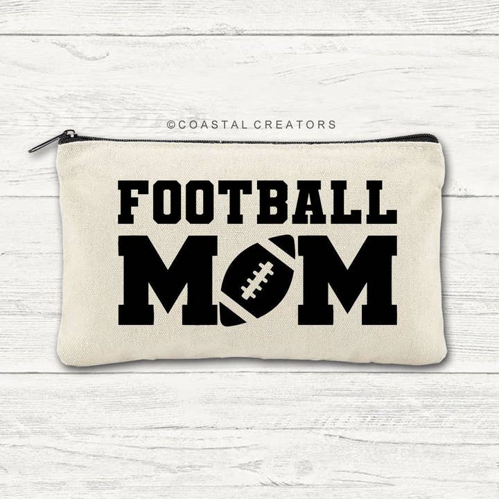 Football Mom Multi-Use Canvas Zipper Pouch Bag for wholesale by Coastal Creators of Connecticut