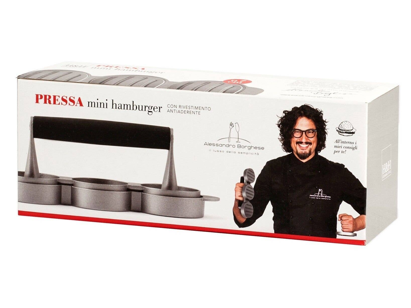 H&H - Wholesale Kitchen Tool/Gadget - Presshamburger Borghese 3-Seater in Aluminum4