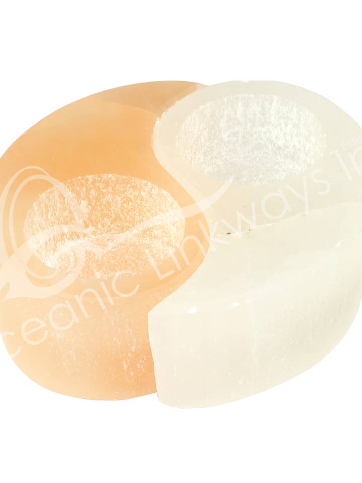 (PC)TEALIGHT HOLDER - SELENITE YIN YANG 3-4" for wholesale by Oceanic Linkways Inc