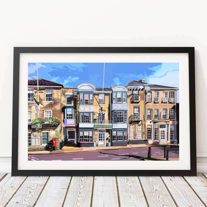 The Swan Hotel, Southwold, Suffolk Illustration Art Print for wholesale by Tomartacus