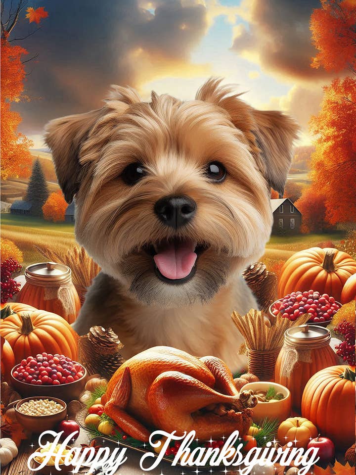 Norfolk Terrier - Thanksgiving Husflag for engroshandel hos Best of Breed Products