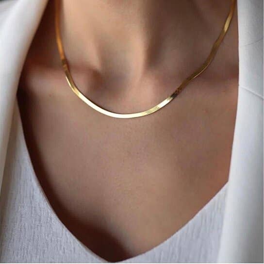 Karrbear - Wholesale Link & chain necklace - 18k Gold Plated Herringbone flat necklace chain1