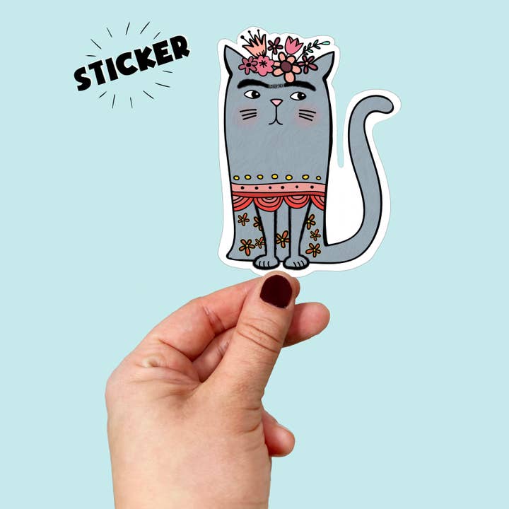 Wasserdichter Vinyl-Aufkleber „Frida Catlo“ für den Großhandel von Songbird Artistry