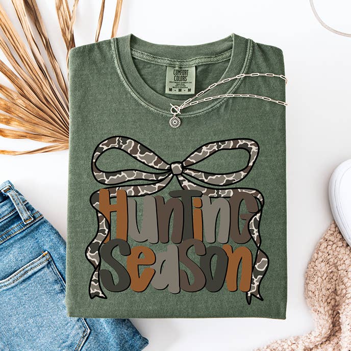 Hunting Season Camo Coquette Short Sleeve Shirt for wholesale by Blazing Oaks Clothing Company