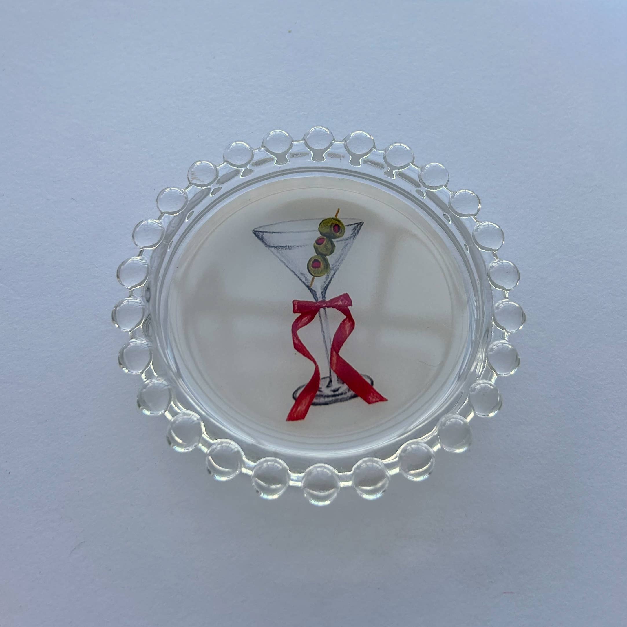 Cream Holiday Martini Trinket Dish for wholesale on Faire