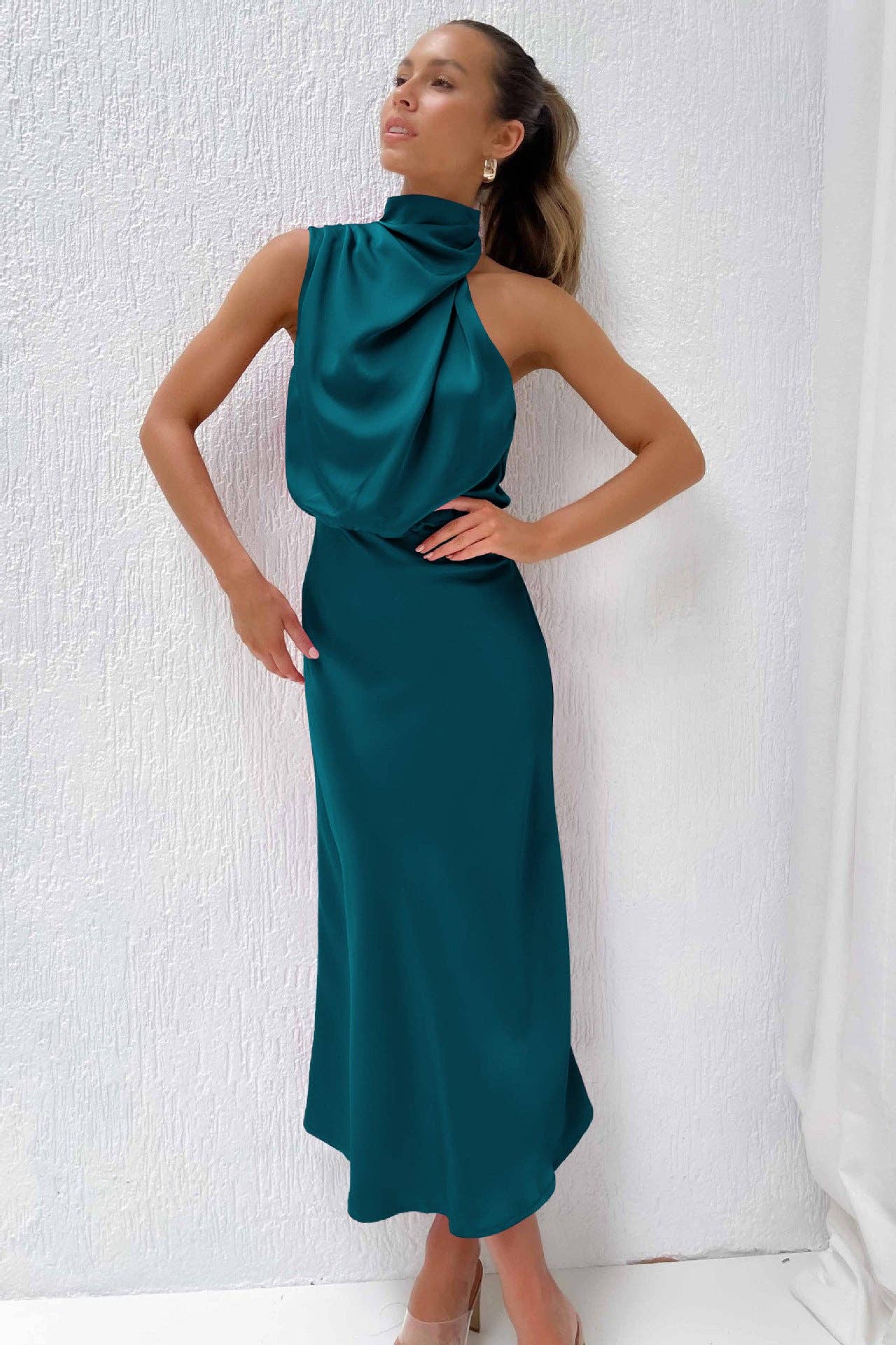 Sweetkama - Wholesale Dress - Women's - Ladies Eleganr Sleeveless Satin Midi Dress GQQT48