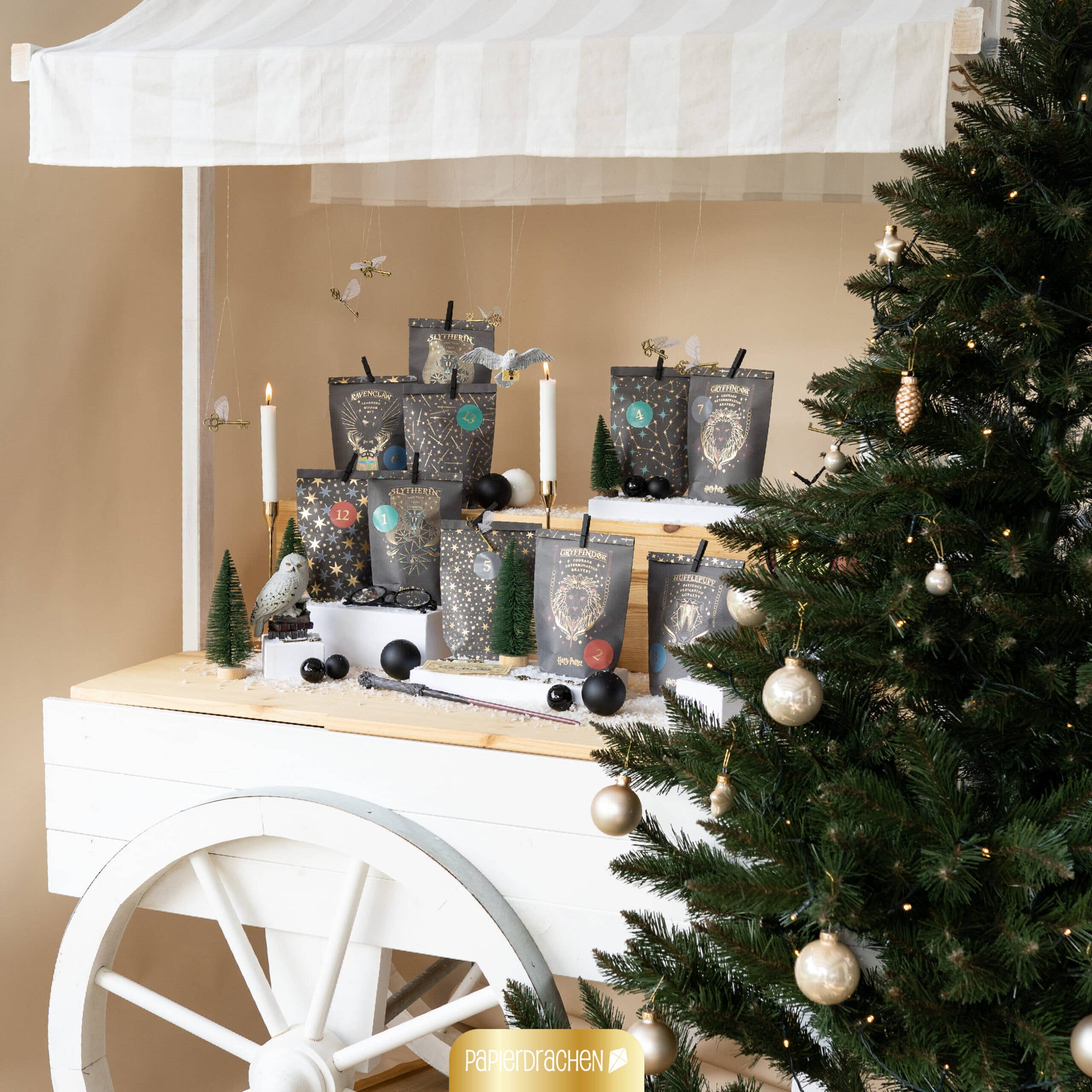 Papierdrachen - Wholesale Advent Calendar - Paper Kite Advent Calendar Harry Potter Black Printed Bags5