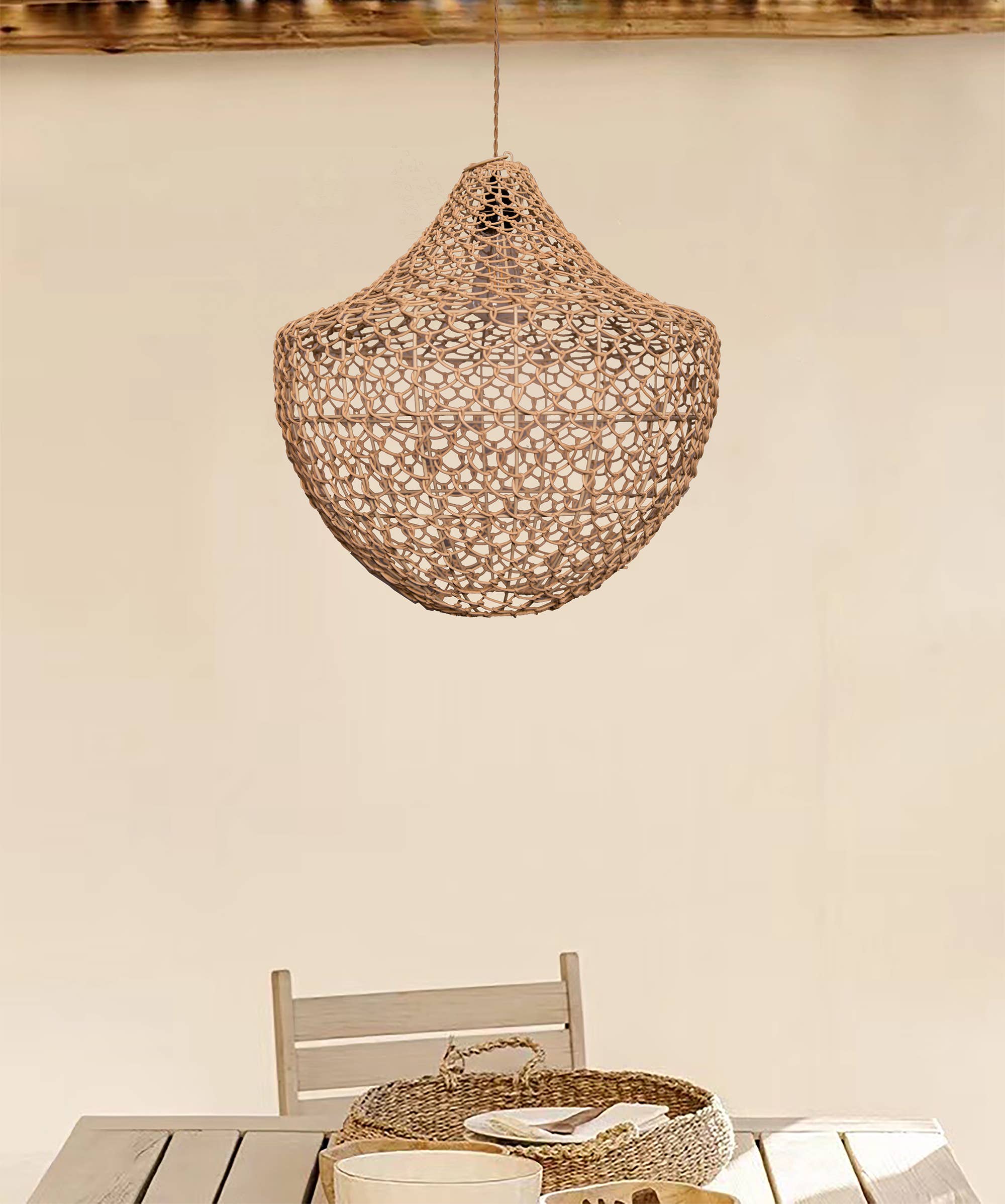 Woven Basket Pendant Light Natural Rattan Hanging Light for wholesale on Faire2