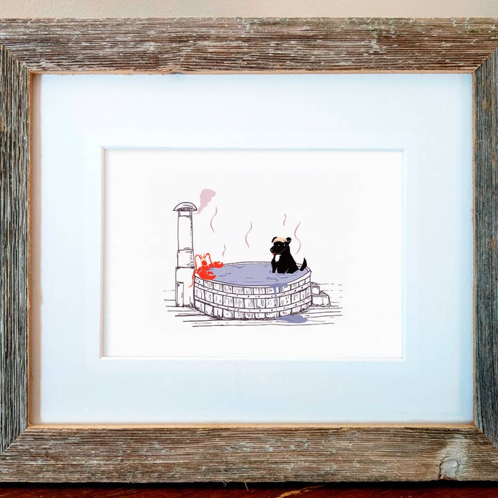 Soijen Illustrations - Wholesale Art Print - Onsen Pup Art Print2