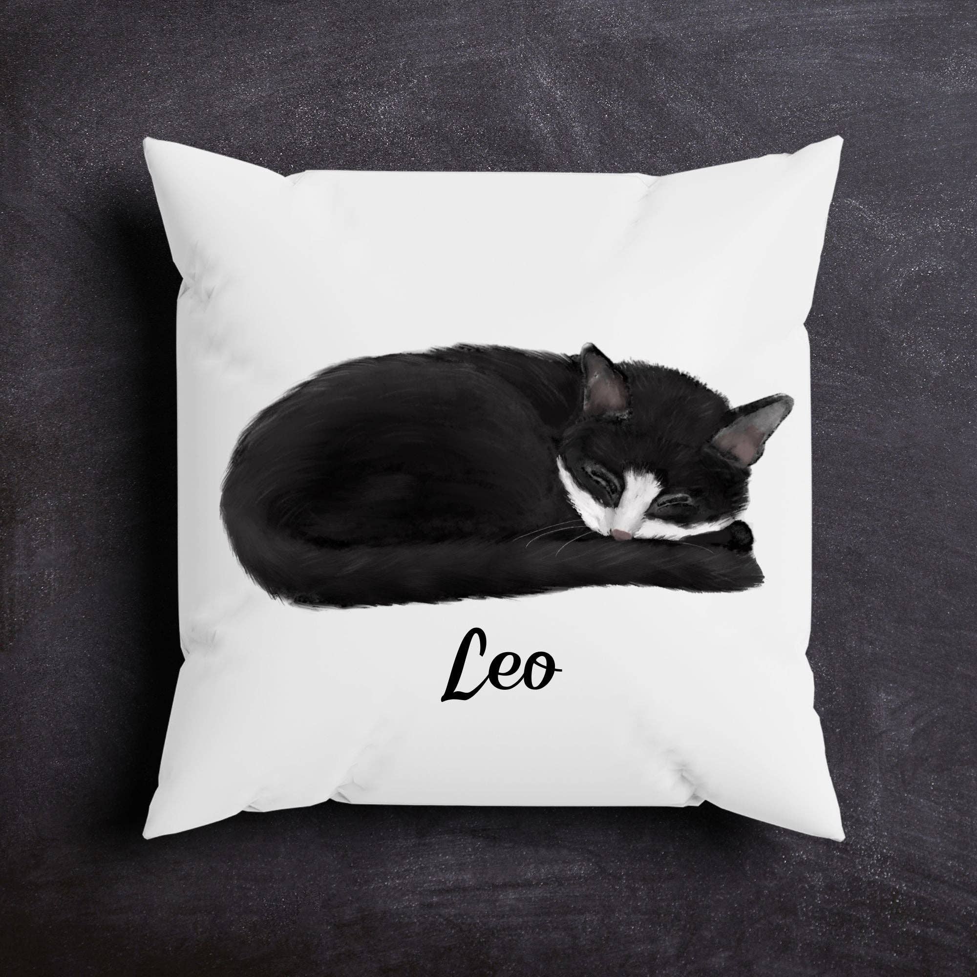 MerikaArt - Wholesale Throw/Decorative Pillow - Black and White Cat Pillow3